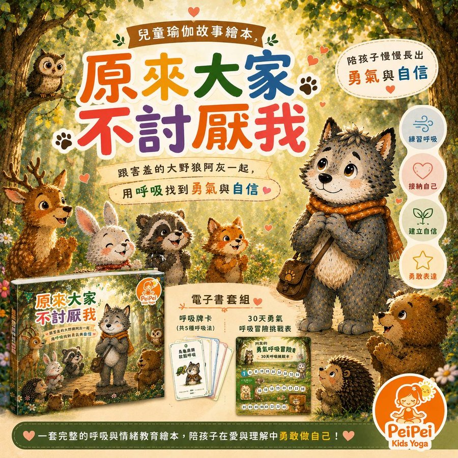 原來大家不討厭我｜電子書＋呼吸牌卡＋著色頁